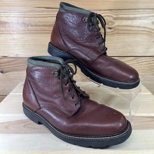 H.S. TRASK & Co Buffalo Hide Boots Mens 8.5 Hand Crafted Brown Green Style 1117